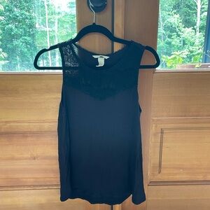 H&M Sleeveless Top with Embroidered Detail - Black - Small